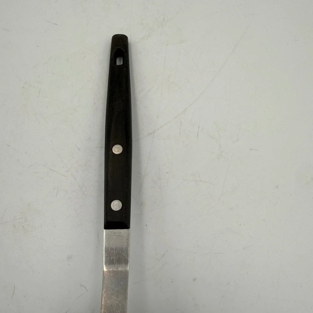 Vintage Household Stainless Steel Curved Spatula Wide Perforated Turner Japan